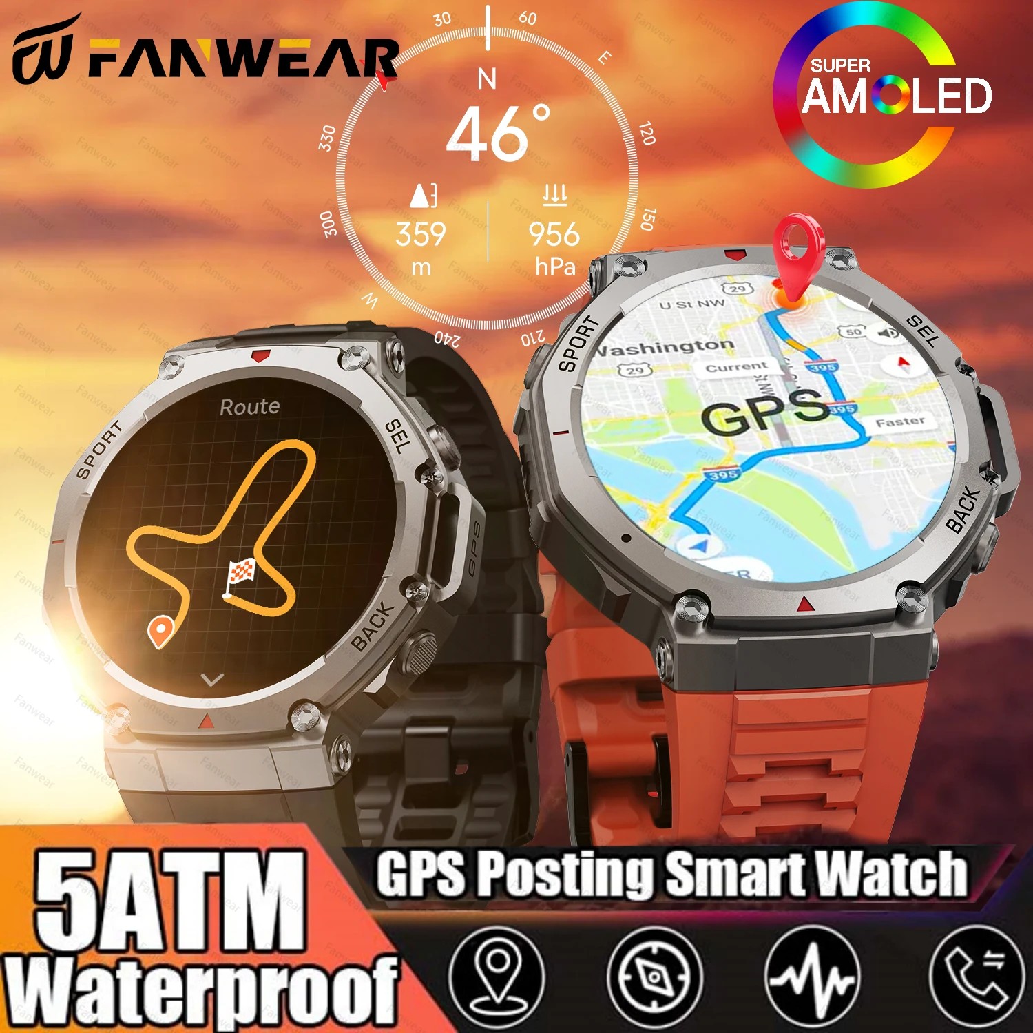 Fanwear T-Rex 3 GPS ߿  Ʈ ð, 5ATM ..