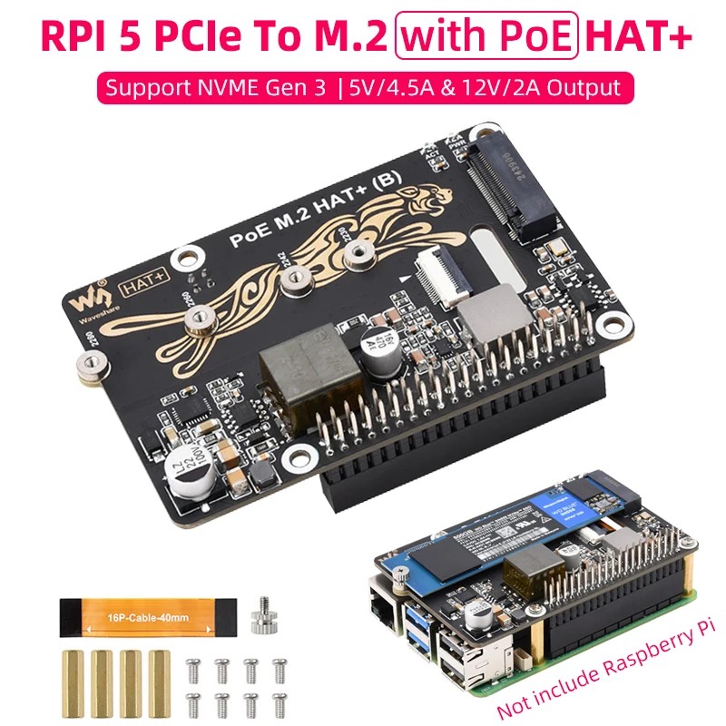 Raspberry Pi 5 PCIe to M.2 PoE HAT..