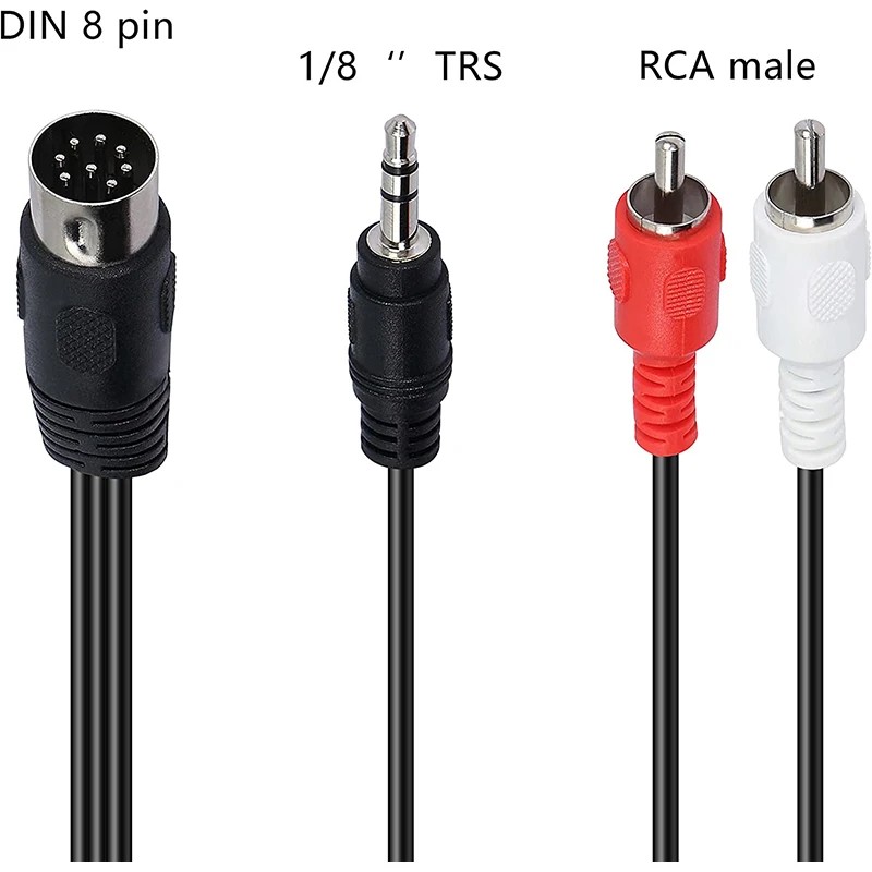 8 Pin DIN Male Plug to 2RCA/3.5mm M..