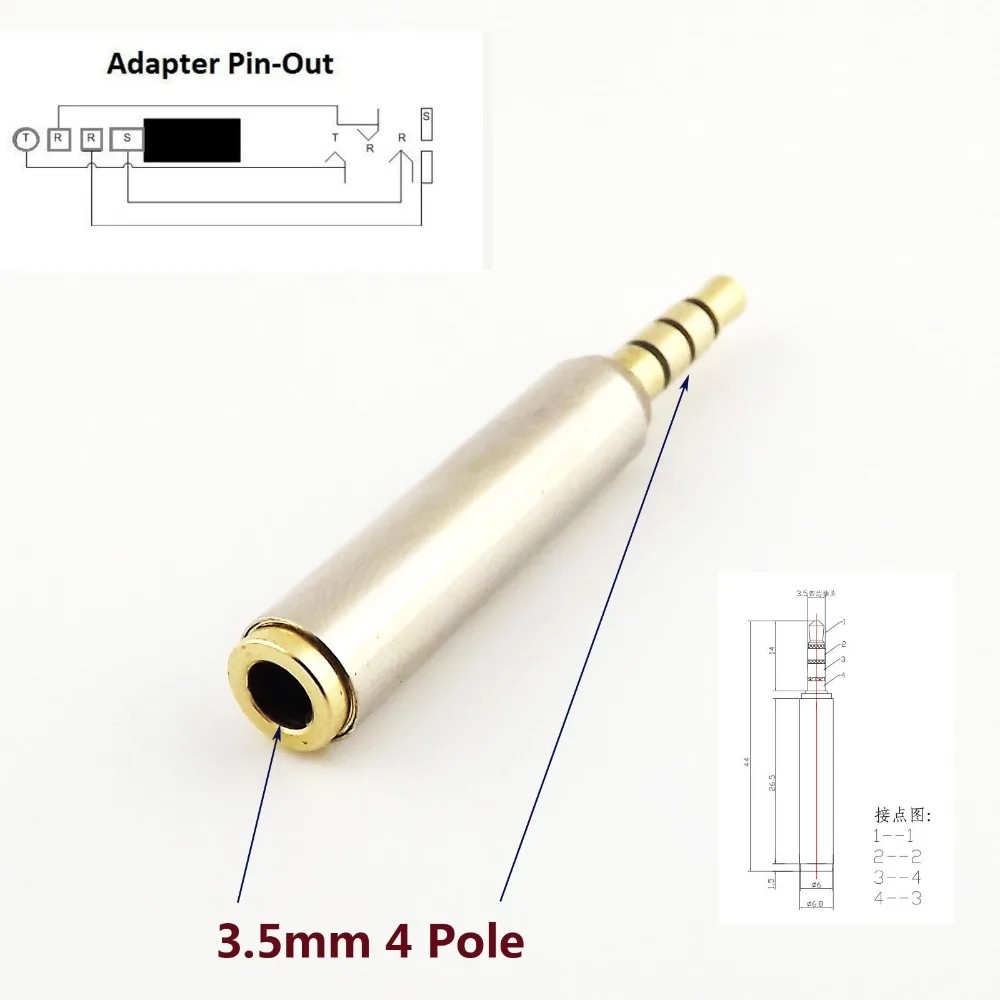 1pc 3.5mm 4   ÷ 3.5mm 1/8 ..
