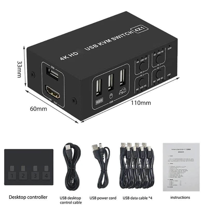 4K 60hz HDMI KVM ġ 4 in 1 Out ..