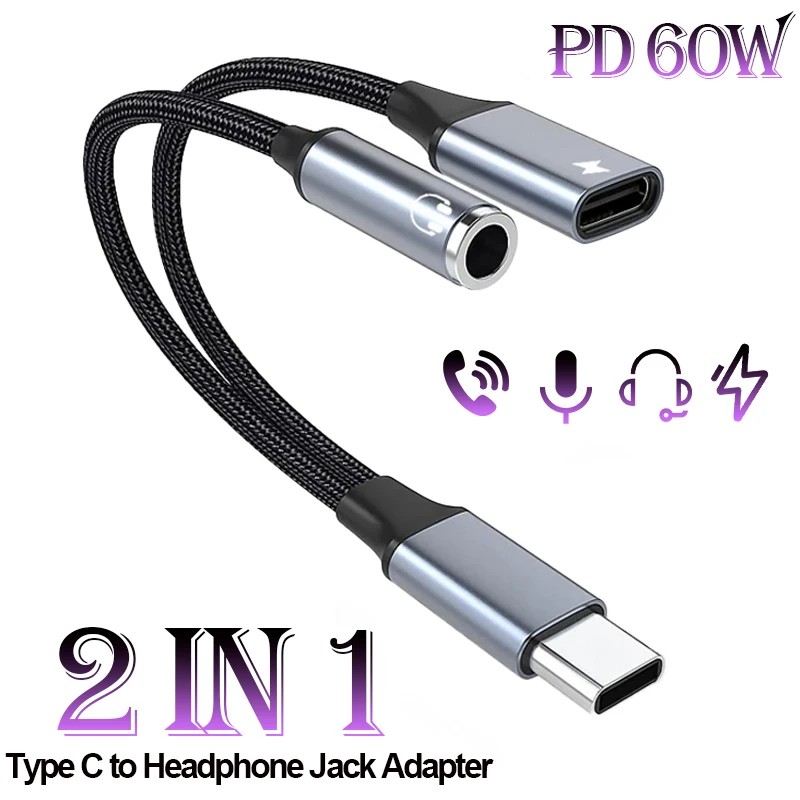 2 in 1 USB C - 3.5mm    , USB C PD ..