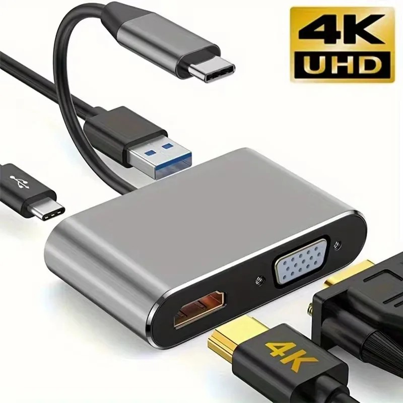 4-in-1 USB-C  - MacBook 4K HDTV/VGA/100W PD ..